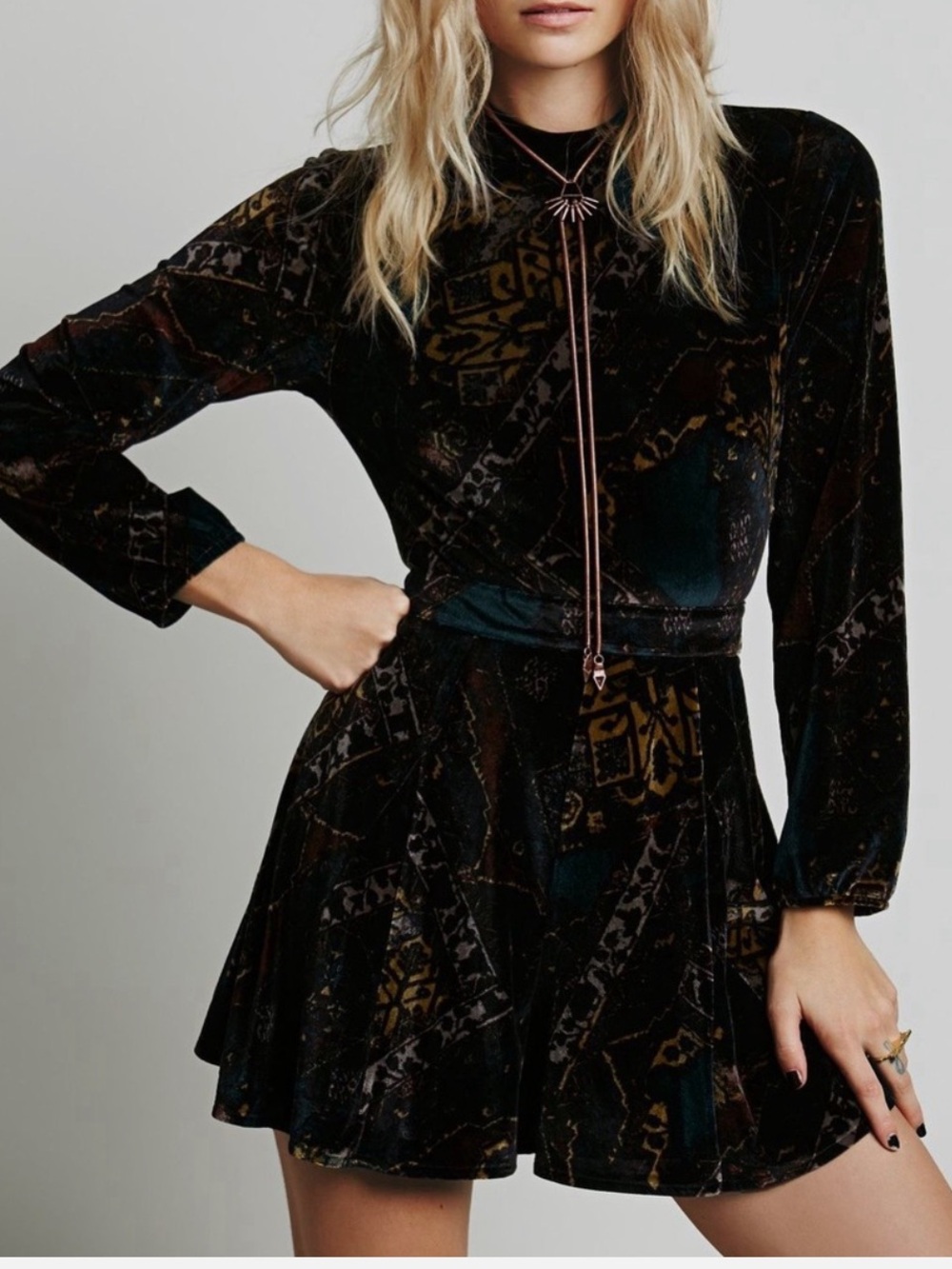 Free People Velvet Backless Romper Shorts Size 6